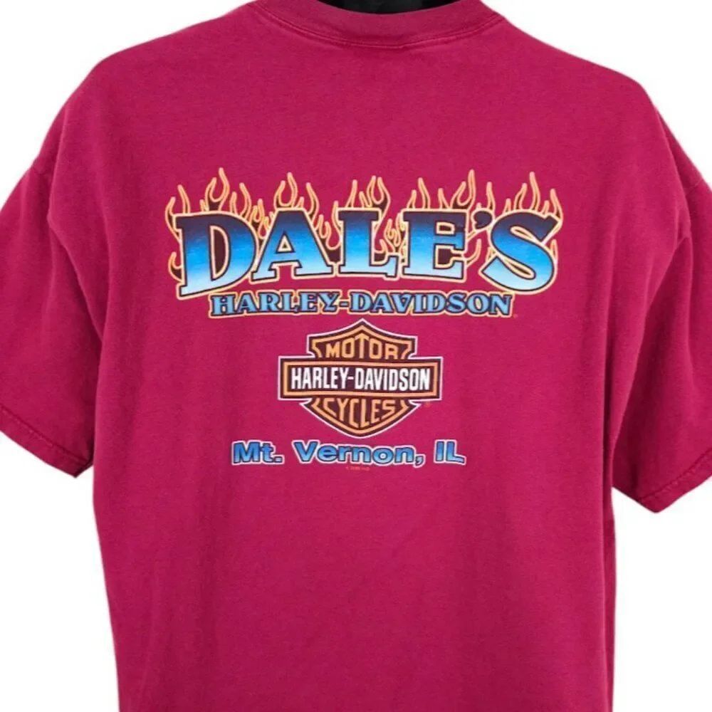 Harley Davidson T Shirt Mens Size XL Red Dales Mt Vernon Illinois Made In USA